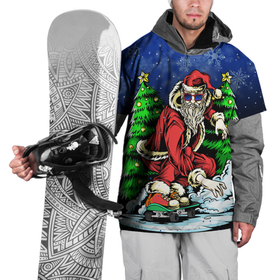 Накидка на куртку 3D с принтом Санта на скейтборде в Екатеринбурге, 100% полиэстер |  | 