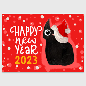 Поздравительная открытка с принтом Happy New Year 2023 в Санкт-Петербурге, 100% бумага | плотность бумаги 280 г/м2, матовая, на обратной стороне линовка и место для марки
 | 