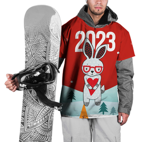 Накидка на куртку 3D с принтом 2023  зайчик с сердечком , 100% полиэстер |  | Тематика изображения на принте: 