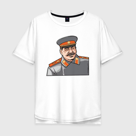 Мужская футболка хлопок Oversize с принтом Товарищ Сталин смеётся в Екатеринбурге, 100% хлопок | свободный крой, круглый ворот, “спинка” длиннее передней части | Тематика изображения на принте: 
