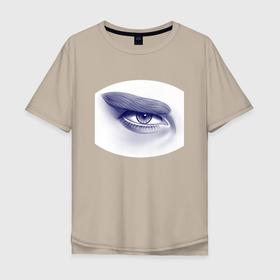 Мужская футболка хлопок Oversize с принтом Глаз мужской   монохром в Курске, 100% хлопок | свободный крой, круглый ворот, “спинка” длиннее передней части | 