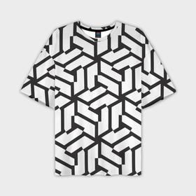 Мужская футболка OVERSIZE 3D с принтом Чёрно белый бесконечный лабиринт в Петрозаводске,  |  | 