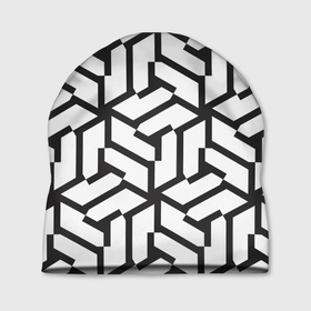 Шапка 3D с принтом Чёрно белый бесконечный лабиринт в Кировске, 100% полиэстер | универсальный размер, печать по всей поверхности изделия | 