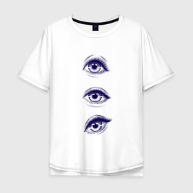 Мужская футболка хлопок Oversize с принтом Глаза мультяшные в Курске, 100% хлопок | свободный крой, круглый ворот, “спинка” длиннее передней части | Тематика изображения на принте: 