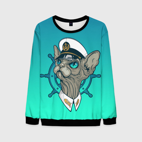 Мужской свитшот 3D с принтом Сфинкс капитан в городе Новоалтайск, 100% полиэстер с мягким внутренним слоем | круглый вырез горловины, мягкая резинка на манжетах и поясе, свободная посадка по фигуре | 