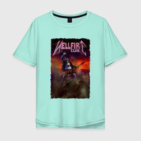 Мужская футболка хлопок Oversize с принтом Hellfire club : Очень странные дела , 100% хлопок | свободный крой, круглый ворот, “спинка” длиннее передней части | 