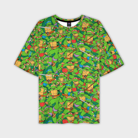 Мужская футболка OVERSIZE 3D с принтом Ninja turtles pattern в Тюмени,  |  | Тематика изображения на принте: 