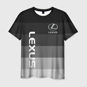Мужская футболка 3D с принтом Lexus серый градиент в Петрозаводске, 100% полиэфир | прямой крой, круглый вырез горловины, длина до линии бедер | Тематика изображения на принте: 