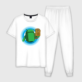 Мужская пижама хлопок с принтом ANDROID СТЕКА в Кировске, 100% хлопок | брюки и футболка прямого кроя, без карманов, на брюках мягкая резинка на поясе и по низу штанин
 | 
