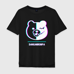 Мужская футболка хлопок Oversize с принтом Символ Danganronpa в стиле glitch в Санкт-Петербурге, 100% хлопок | свободный крой, круглый ворот, “спинка” длиннее передней части | Тематика изображения на принте: 