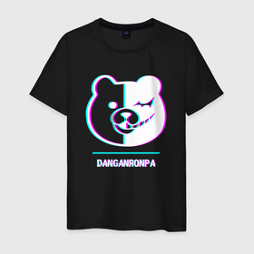 Мужская футболка хлопок с принтом Символ Danganronpa в стиле glitch , 100% хлопок | прямой крой, круглый вырез горловины, длина до линии бедер, слегка спущенное плечо. | 