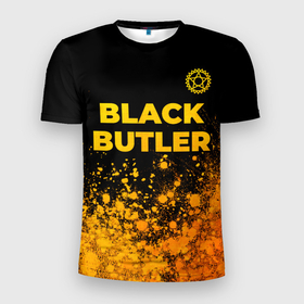 Мужская футболка 3D Slim с принтом Black Butler   gold gradient: символ сверху в Тюмени, 100% полиэстер с улучшенными характеристиками | приталенный силуэт, круглая горловина, широкие плечи, сужается к линии бедра | 