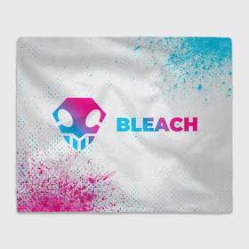 Плед 3D с принтом Bleach neon gradient style: надпись и символ в Кировске, 100% полиэстер | закругленные углы, все края обработаны. Ткань не мнется и не растягивается | Тематика изображения на принте: 