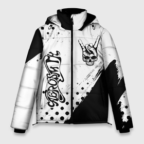 Мужская зимняя куртка 3D с принтом Aerosmith и рок символ на светлом фоне в Екатеринбурге, верх — 100% полиэстер; подкладка — 100% полиэстер; утеплитель — 100% полиэстер | длина ниже бедра, свободный силуэт Оверсайз. Есть воротник-стойка, отстегивающийся капюшон и ветрозащитная планка. 

Боковые карманы с листочкой на кнопках и внутренний карман на молнии. | Тематика изображения на принте: 