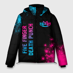 Мужская зимняя куртка 3D с принтом Five Finger Death Punch   neon gradient: надпись, символ , верх — 100% полиэстер; подкладка — 100% полиэстер; утеплитель — 100% полиэстер | длина ниже бедра, свободный силуэт Оверсайз. Есть воротник-стойка, отстегивающийся капюшон и ветрозащитная планка. 

Боковые карманы с листочкой на кнопках и внутренний карман на молнии. | Тематика изображения на принте: 