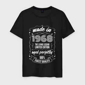 Мужская футболка хлопок с принтом Made in 1968 retro old school в Санкт-Петербурге, 100% хлопок | прямой крой, круглый вырез горловины, длина до линии бедер, слегка спущенное плечо. | Тематика изображения на принте: 