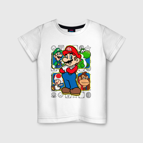 Детская футболка хлопок с принтом Супер Марио в Курске, 100% хлопок | круглый вырез горловины, полуприлегающий силуэт, длина до линии бедер | 