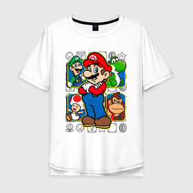 Мужская футболка хлопок Oversize с принтом Супер Марио в Петрозаводске, 100% хлопок | свободный крой, круглый ворот, “спинка” длиннее передней части | 