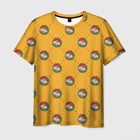 Мужская футболка 3D с принтом Рик и Морти Новый год паттерн в Тюмени, 100% полиэфир | прямой крой, круглый вырез горловины, длина до линии бедер | Тематика изображения на принте: 