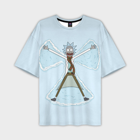 Мужская футболка OVERSIZE 3D с принтом Рик и Морти снег ,  |  | 