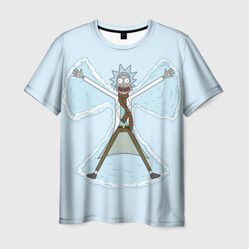 Мужская футболка 3D с принтом Рик и Морти снег в Тюмени, 100% полиэфир | прямой крой, круглый вырез горловины, длина до линии бедер | Тематика изображения на принте: 