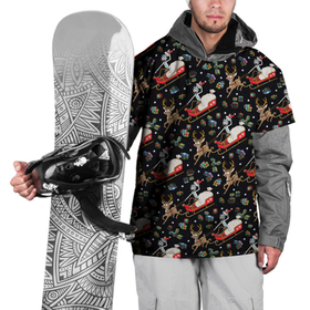 Накидка на куртку 3D с принтом Рик и Морти сани с оленем в Санкт-Петербурге, 100% полиэстер |  | 