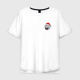 Мужская футболка хлопок Oversize с принтом Рик и Морти новогодний Рик в шапке в Кировске, 100% хлопок | свободный крой, круглый ворот, “спинка” длиннее передней части | 