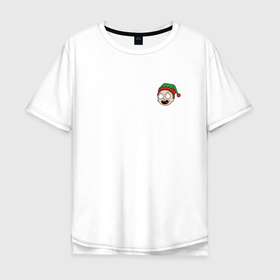 Мужская футболка хлопок Oversize с принтом Рик и Морти новогодний Морти в шапке в Курске, 100% хлопок | свободный крой, круглый ворот, “спинка” длиннее передней части | 