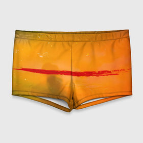 Мужские купальные плавки 3D с принтом Оранжевый туман и красная краска в Кировске, Полиэстер 85%, Спандекс 15% |  | 