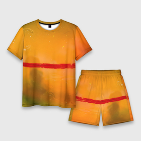 Мужской костюм с шортами 3D с принтом Оранжевый туман и красная краска в Кировске,  |  | 