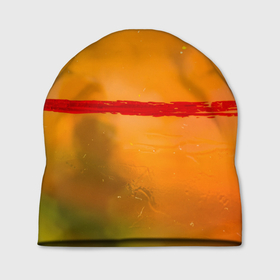Шапка 3D с принтом Оранжевый туман и красная краска в Кировске, 100% полиэстер | универсальный размер, печать по всей поверхности изделия | 