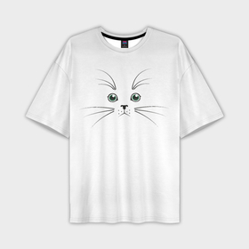 Мужская футболка OVERSIZE 3D с принтом Мордочка кота в Курске,  |  | 
