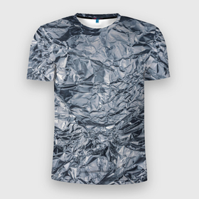 Мужская футболка 3D Slim с принтом Алюминиевая фольга в Новосибирске, 100% полиэстер с улучшенными характеристиками | приталенный силуэт, круглая горловина, широкие плечи, сужается к линии бедра | 