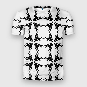 Мужская футболка 3D Slim с принтом Черные рождественские олени , 100% полиэстер с улучшенными характеристиками | приталенный силуэт, круглая горловина, широкие плечи, сужается к линии бедра | 