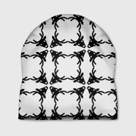 Шапка 3D с принтом Черные рождественские олени в Курске, 100% полиэстер | универсальный размер, печать по всей поверхности изделия | 