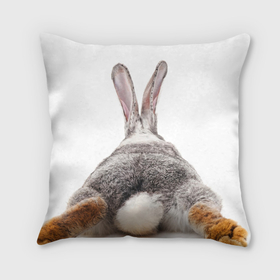 Подушка 3D с принтом Кролик   вид сзади , наволочка – 100% полиэстер, наполнитель – холлофайбер (легкий наполнитель, не вызывает аллергию). | состоит из подушки и наволочки. Наволочка на молнии, легко снимается для стирки | 