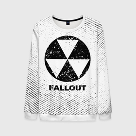 Мужской свитшот 3D с принтом Fallout с потертостями на светлом фоне в Рязани, 100% полиэстер с мягким внутренним слоем | круглый вырез горловины, мягкая резинка на манжетах и поясе, свободная посадка по фигуре | 