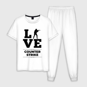 Мужская пижама хлопок с принтом Counter Strike love classic в Екатеринбурге, 100% хлопок | брюки и футболка прямого кроя, без карманов, на брюках мягкая резинка на поясе и по низу штанин
 | Тематика изображения на принте: 
