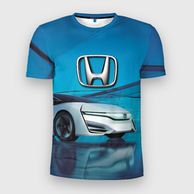 Мужская футболка 3D Slim с принтом Honda concept   Japan в Тюмени, 100% полиэстер с улучшенными характеристиками | приталенный силуэт, круглая горловина, широкие плечи, сужается к линии бедра | 