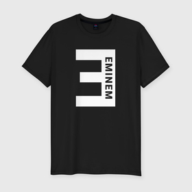 Мужская футболка хлопок Slim с принтом E Eminem в Санкт-Петербурге, 92% хлопок, 8% лайкра | приталенный силуэт, круглый вырез ворота, длина до линии бедра, короткий рукав | 