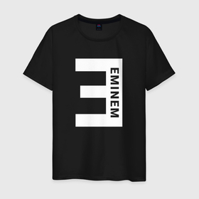 Мужская футболка хлопок с принтом E Eminem в Санкт-Петербурге, 100% хлопок | прямой крой, круглый вырез горловины, длина до линии бедер, слегка спущенное плечо. | 