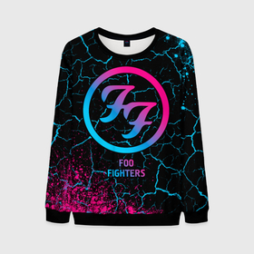 Мужской свитшот 3D с принтом Foo Fighters   neon gradient в Тюмени, 100% полиэстер с мягким внутренним слоем | круглый вырез горловины, мягкая резинка на манжетах и поясе, свободная посадка по фигуре | 