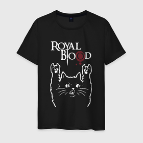 Мужская футболка хлопок с принтом Royal Blood рок кот в Кировске, 100% хлопок | прямой крой, круглый вырез горловины, длина до линии бедер, слегка спущенное плечо. | 