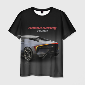 Мужская футболка 3D с принтом Honda Racing Team   Japan в Санкт-Петербурге, 100% полиэфир | прямой крой, круглый вырез горловины, длина до линии бедер | 