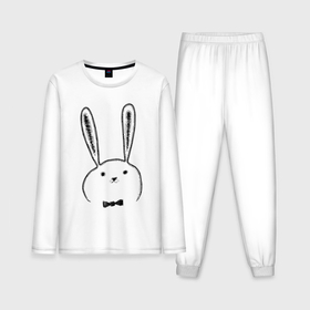 Мужская пижама хлопок (с лонгсливом) с принтом Кролик с бабочкой в Тюмени,  |  | 