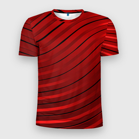 Мужская футболка 3D Slim с принтом Красно черный металл:волна , 100% полиэстер с улучшенными характеристиками | приталенный силуэт, круглая горловина, широкие плечи, сужается к линии бедра | 