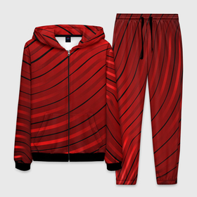 Мужской костюм 3D с принтом Красно черный металл:волна , 100% полиэстер | Манжеты и пояс оформлены тканевой резинкой, двухслойный капюшон со шнурком для регулировки, карманы спереди | 
