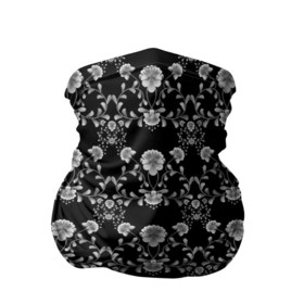 Бандана-труба 3D с принтом Черно белый цветочный полосатый ретро узор в Белгороде, 100% полиэстер, ткань с особыми свойствами — Activecool | плотность 150‒180 г/м2; хорошо тянется, но сохраняет форму | 