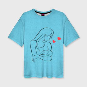 Женская футболка oversize 3D с принтом День матери : мать и дитя в Петрозаводске,  |  | 