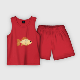 Детская пижама с шортами хлопок с принтом Рыбка Золотая ,  |  | Тематика изображения на принте: 